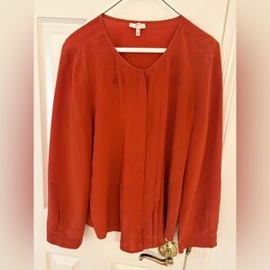 Joie Vibrant 100% Silk Red Blouse